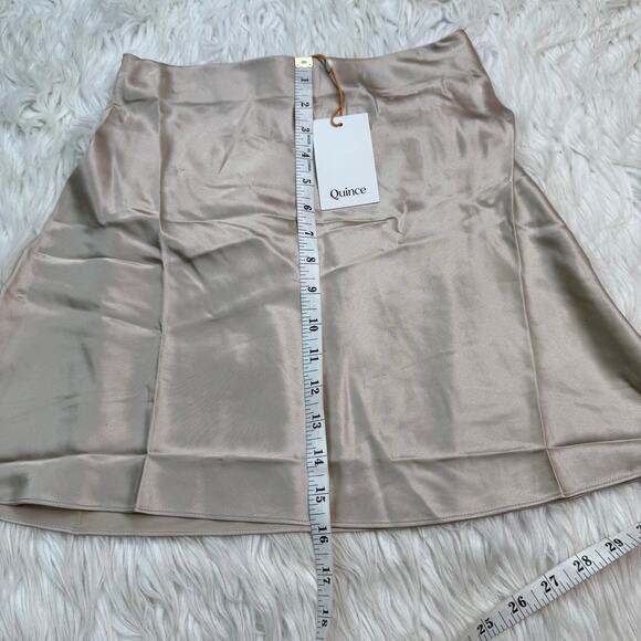 Quince 100% Washable Silk Mini Skirt Champagne Size XS Luxury Old Money NWT - Picture 7 of 13